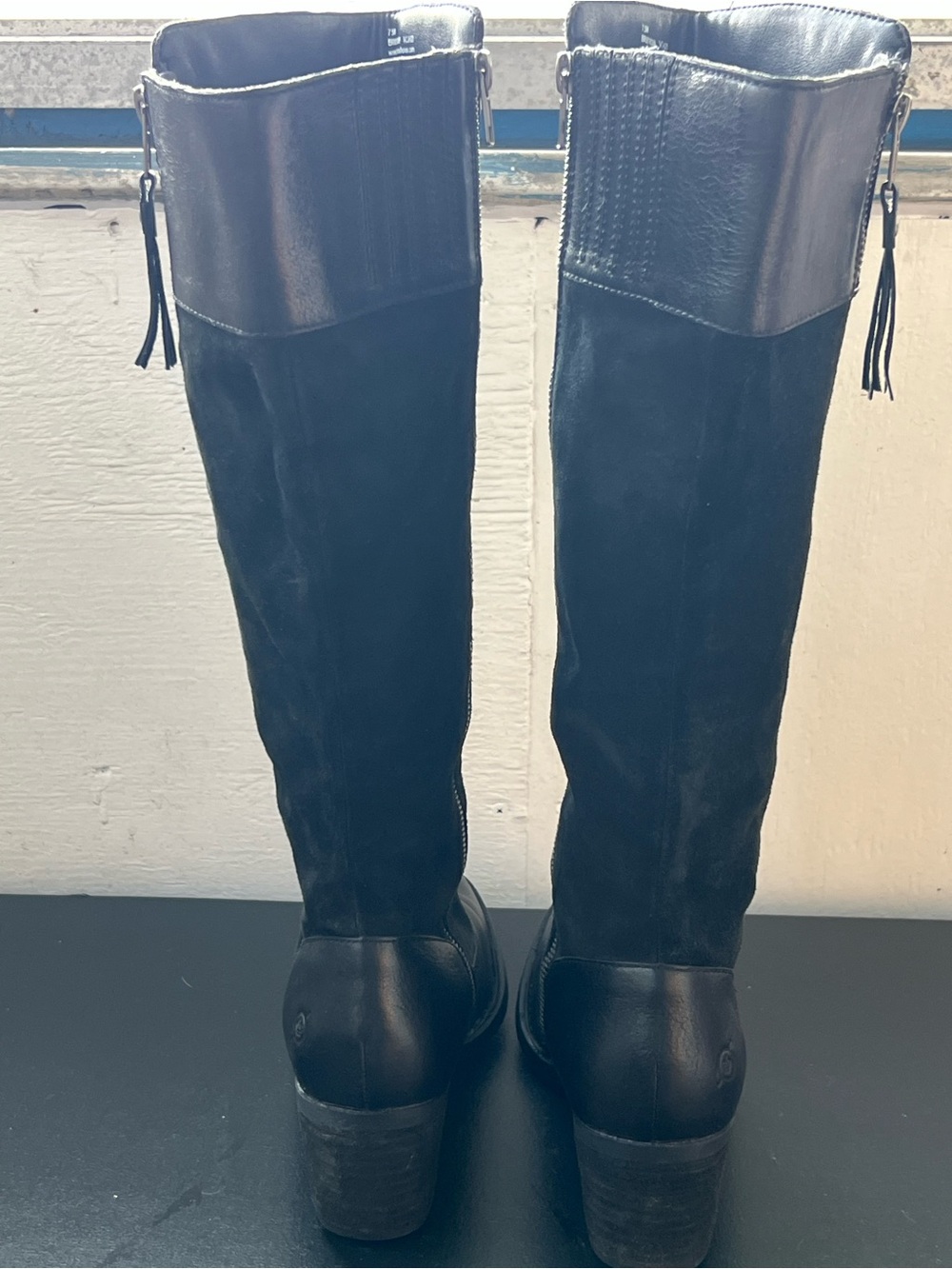 Born Cast Knee-High Black Suede and Leather Knee High Boots - Picture 2 of 13